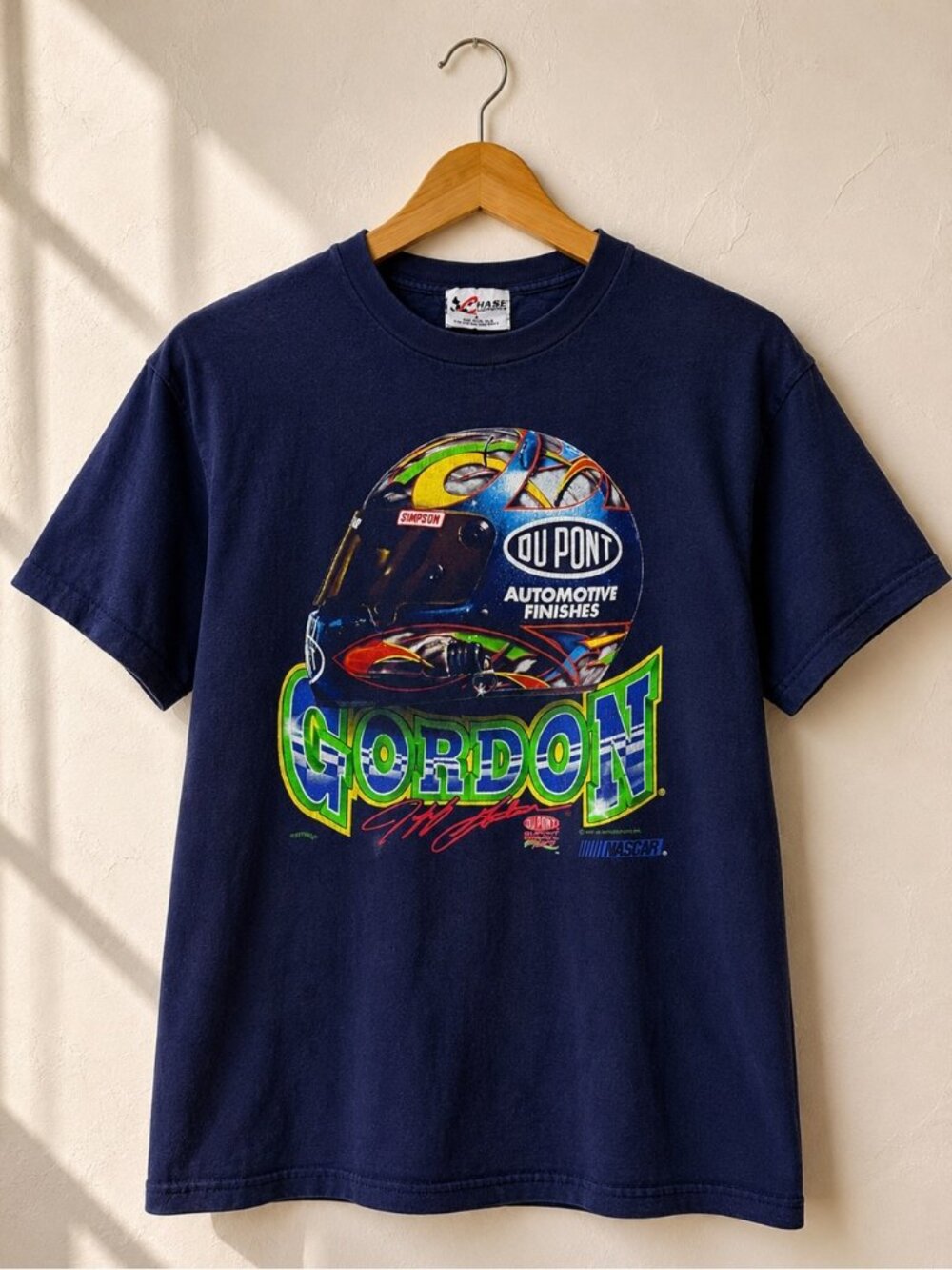 Vintage 1997 Jeff Gordon DuPont NASCAR T-Shirt Chase Authentics Kids XL Navy